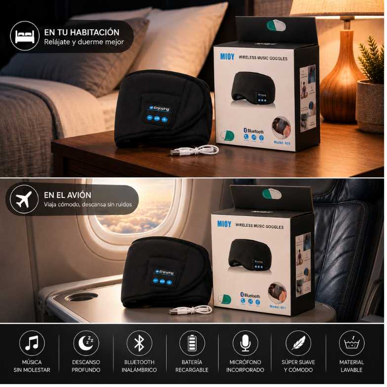Banda para Dormir Bluetooth | Sueño Profundo y Sin Molestias