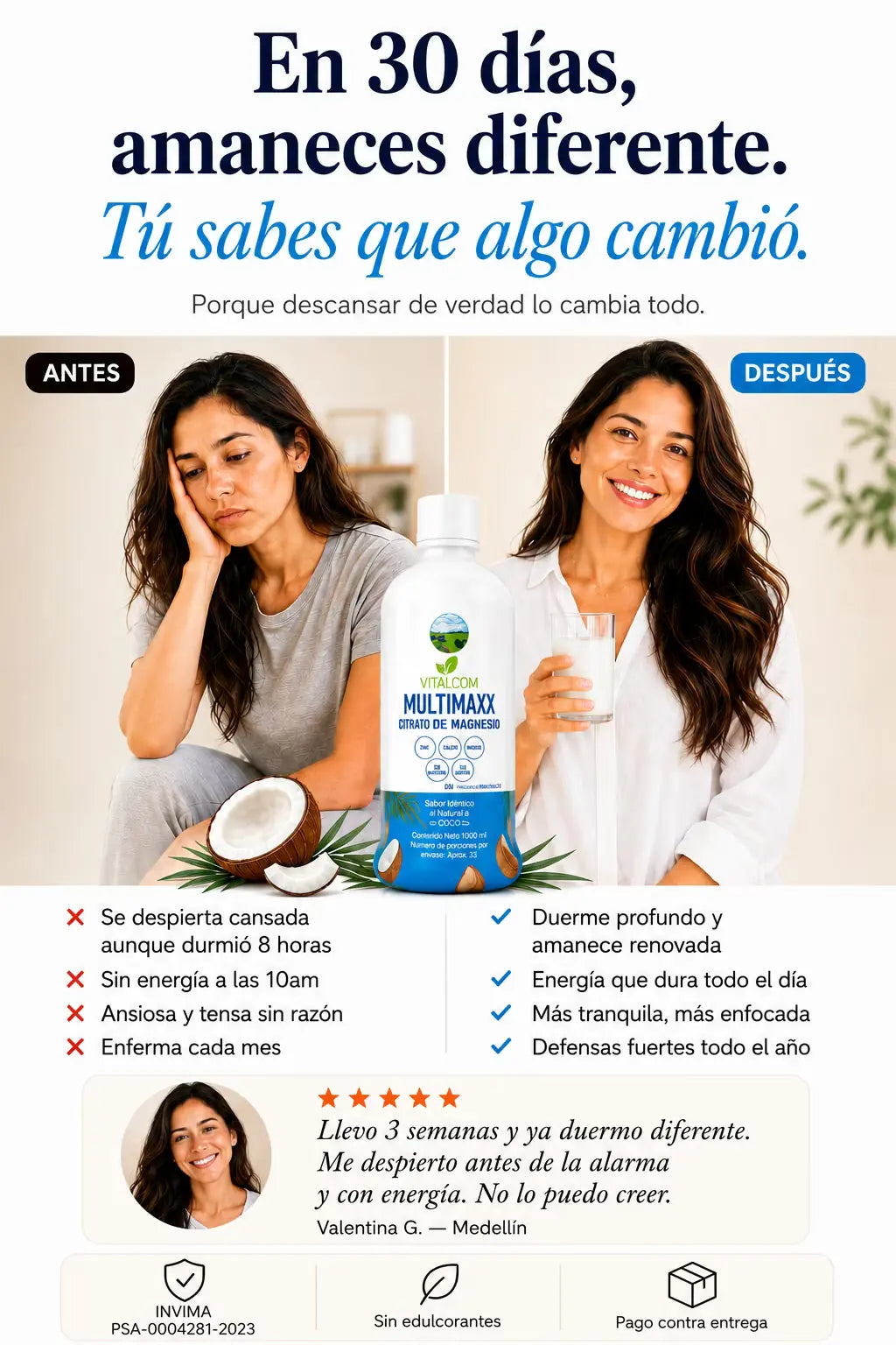 Antes y después — descanso reparador con MULTIMAXX COCO